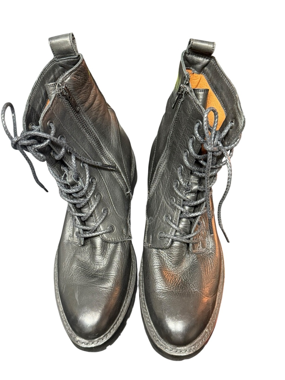Frye Combat Boots Black Leather Size 8 NWOT